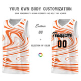 Custom White Orange Graffiti Pattern Fluids Style Sports Uniform Basketball Jersey Sets