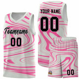 Custom Gray Pink Graffiti Pattern Fluids Style Sports Uniform Basketball Jersey Sets
