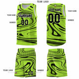 Custom Light Green Black Graffiti Pattern Fluids Style Sports Uniform Basketball Jersey Sets