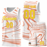 Custom White Light Orange Graffiti Pattern Fluids Style Sports Uniform Basketball Jersey Sets