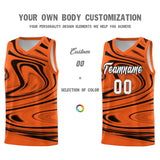 Custom Orange Black Graffiti Pattern Fluids Style Sports Uniform Basketball Jersey Sets
