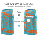 Custom Aqua Orange Graffiti Pattern Fluids Style Sports Uniform Basketball Jersey Sets