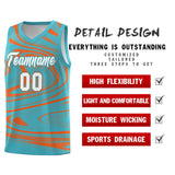 Custom Aqua Orange Graffiti Pattern Fluids Style Sports Uniform Basketball Jersey Sets