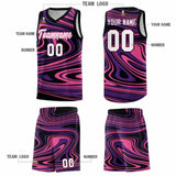 Custom Black Purple Graffiti Pattern Fluids Style Sports Uniform Basketball Jersey Sets