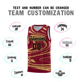 Custom Crimson Khaki Graffiti Pattern Fluids Style Sports Uniform Basketball Jersey Sets