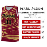 Custom Crimson Khaki Graffiti Pattern Fluids Style Sports Uniform Basketball Jersey Sets