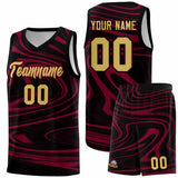 Custom Black Crimson Graffiti Pattern Fluids Style Sports Uniform Basketball Jersey Sets