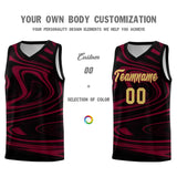 Custom Black Crimson Graffiti Pattern Fluids Style Sports Uniform Basketball Jersey Sets
