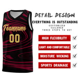 Custom Black Crimson Graffiti Pattern Fluids Style Sports Uniform Basketball Jersey Sets