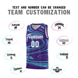 Custom Purple Aqua Graffiti Pattern Fluids Style Sports Uniform Basketball Jersey Sets