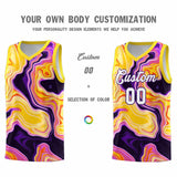 Custom Gold Fluid Painting Pattern Sports Uniform Basketball Jersey