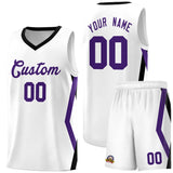 Custom White Side Rhombus Graffiti Pattern Sets Basketball Jersey