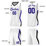 Custom White Side Rhombus Graffiti Pattern Sets Basketball Jersey