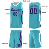 Custom Sky Blue Side Rhombus Graffiti Pattern Sets Basketball Jersey