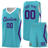 Custom Sky Blue Side Rhombus Graffiti Pattern Sets Basketball Jersey