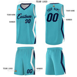 Custom Sky Blue Side Rhombus Graffiti Pattern Sets Basketball Jersey