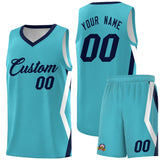 Custom Sky Blue Side Rhombus Graffiti Pattern Sets Basketball Jersey