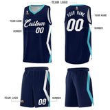 Custom Navy Side Rhombus Graffiti Pattern Sets Basketball Jersey