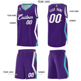 Custom Purple Side Rhombus Graffiti Pattern Sets Basketball Jersey