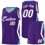 Custom Purple Side Rhombus Graffiti Pattern Sets Basketball Jersey