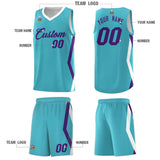 Custom Sky Blue Side Rhombus Graffiti Pattern Sets Basketball Jersey
