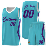 Custom Sky Blue Side Rhombus Graffiti Pattern Sets Basketball Jersey