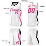 Custom White Side Rhombus Graffiti Pattern Sets Basketball Jersey