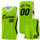 Custom Neon Green Side Rhombus Graffiti Pattern Sets Basketball Jersey