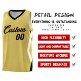 Custom Old Gold Side Rhombus Graffiti Pattern Sets Basketball Jersey