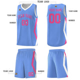 Custom Light Blue Side Rhombus Graffiti Pattern Sets Basketball Jersey