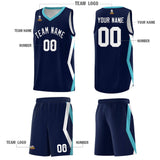 Custom Navy Side Rhombus Graffiti Pattern Sets Basketball Jersey