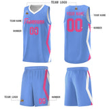 Custom Light Blue Side Rhombus Graffiti Pattern Sets Basketball Jersey