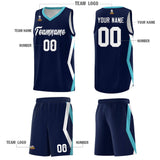 Custom Navy Side Rhombus Graffiti Pattern Sets Basketball Jersey