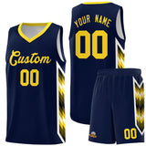 Custom Navy Mosaic Gradient Fashion Sports Uniform Basketball Jersey