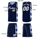 Custom Navy Mosaic Gradient Fashion Sports Uniform Basketball Jersey