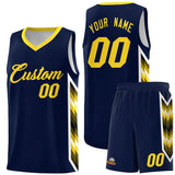 Custom Navy Mosaic Gradient Fashion Sports Uniform Basketball Jersey