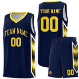 Custom Navy Mosaic Gradient Fashion Sports Uniform Basketball Jersey