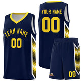 Custom Navy Mosaic Gradient Fashion Sports Uniform Basketball Jersey
