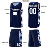 Custom Navy Mosaic Gradient Fashion Sports Uniform Basketball Jersey