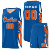Custom Royal Orange-White Graffiti Pattern Side Curve Pattern Sports Uniform Basketball Jersey Sets