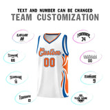 Custom White Orange-Royal Graffiti Pattern Side Curve Pattern Sports Uniform Basketball Jersey Sets