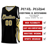 Custom Black Old Gold-White Graffiti Pattern Side Curve Pattern Sports Uniform Basketball Jersey Sets