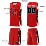 Custom Red Black-White Graffiti Pattern Side Curve Pattern Sports Uniform Basketball Jersey Sets