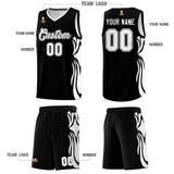 Custom Black White-White Graffiti Pattern Side Curve Pattern Sports Uniform Basketball Jersey Sets