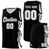 Custom Black White-White Graffiti Pattern Side Curve Pattern Sports Uniform Basketball Jersey Sets