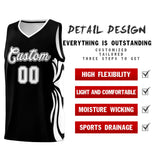 Custom Black White-White Graffiti Pattern Side Curve Pattern Sports Uniform Basketball Jersey Sets