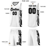Custom White Black-Black Graffiti Pattern Side Curve Pattern Sports Uniform Basketball Jersey Sets