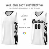 Custom White Black-Black Graffiti Pattern Side Curve Pattern Sports Uniform Basketball Jersey Sets