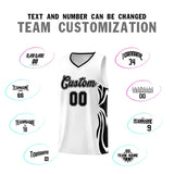 Custom White Black-Black Graffiti Pattern Side Curve Pattern Sports Uniform Basketball Jersey Sets