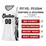Custom White Black-Black Graffiti Pattern Side Curve Pattern Sports Uniform Basketball Jersey Sets